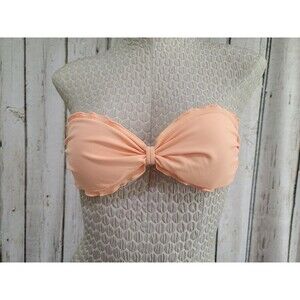 Victoria's Secret Women's Small Tangerine Ruffle 1-Piece Bikini Top Swimsuit EUC